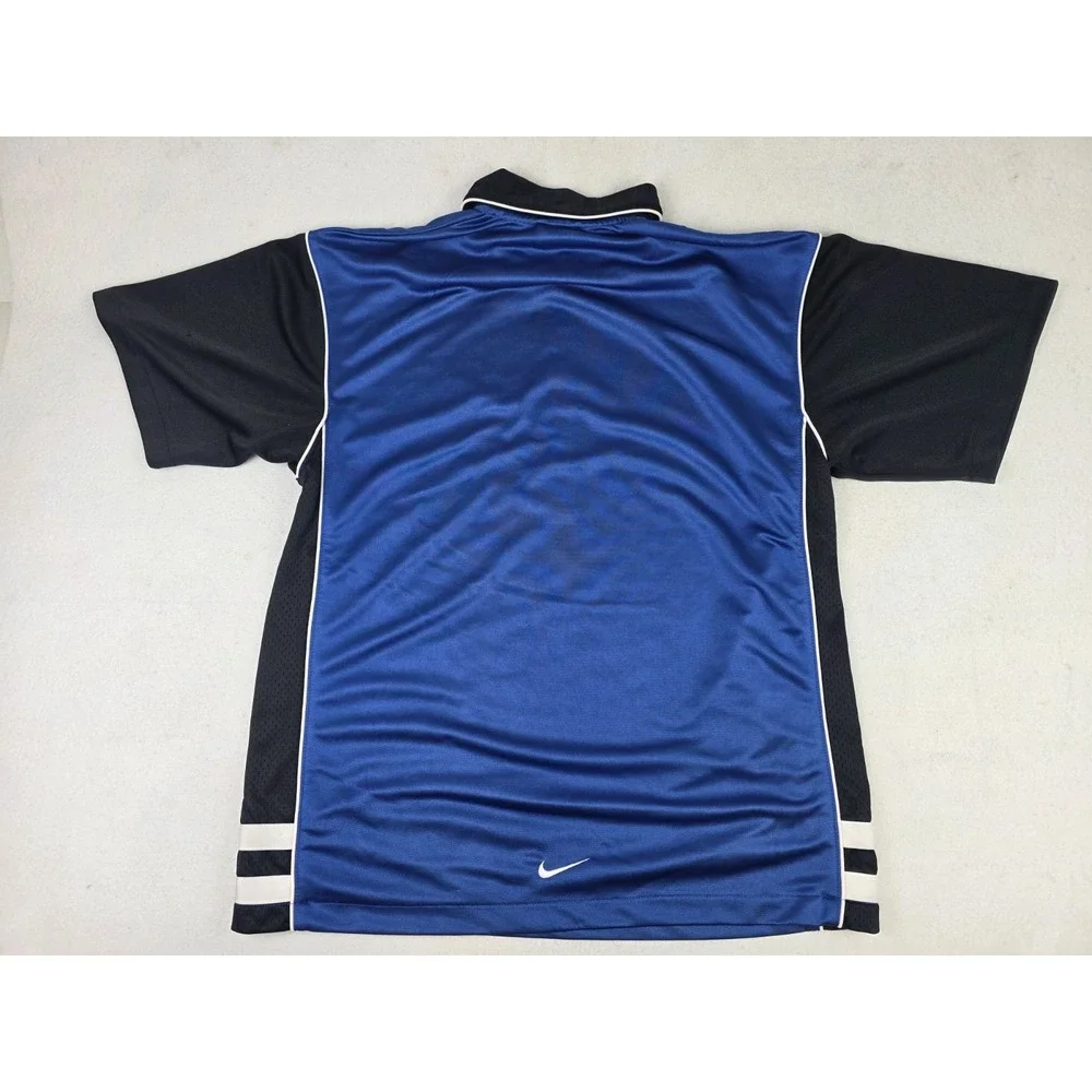 Vintage Nike 90s Warm Up Basketball Polo Embroidered Blue Black Mens Size Large